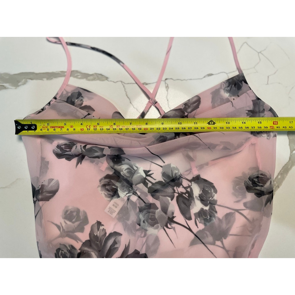 VTG Sheer Floral Cowl neck Chemise Slip Dress M Romantic Fairy Coquette Y2K - Picture 9 of 10